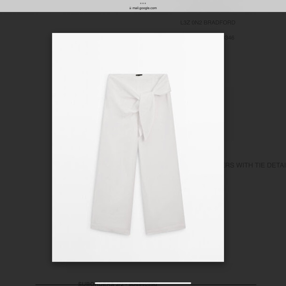 Massimo Dutti linen wide leg trouser with tie detail nwot size 4 in white - Picture 1 of 3